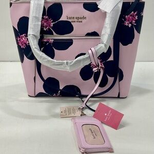 NWTs Kate Spade Cameron Grand Flora Pocket Tote Serendipity Pink Multi Colorway
